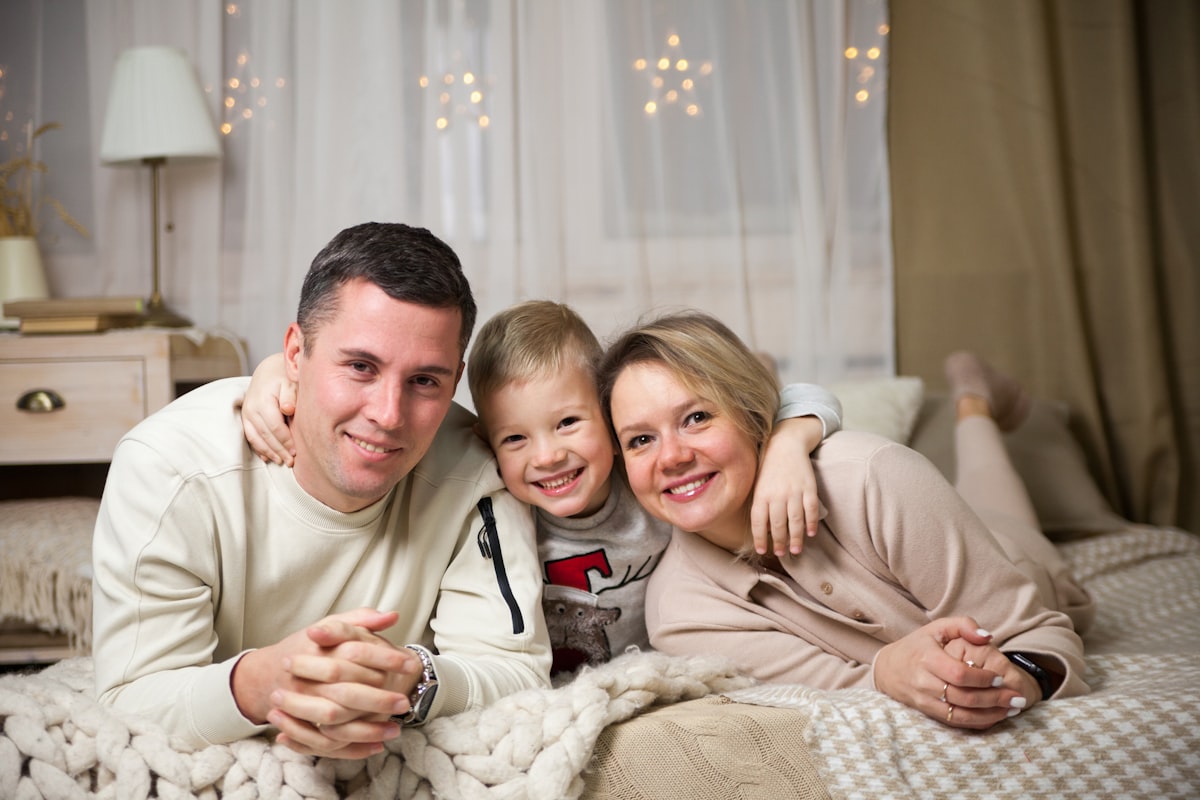 Family relaxing together at home